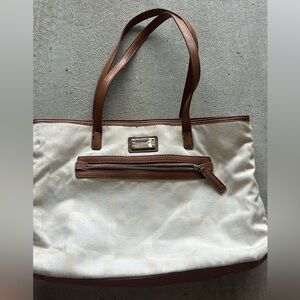 Nine West White & Brown Purse